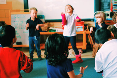 Summer camp game girl with treasure map